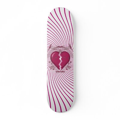 Broken Heart & Tribal Artwork: Pink: Skateboard by spiritswitchboard