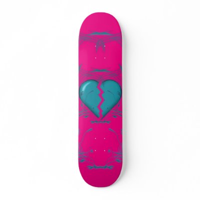 Broken Heart / Tribal Skateboard (purple & aqua) by spiritswitchboard
