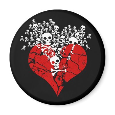 Broken Heart with Skulls Fridge Magnets by opheliasart