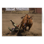 Bronc Rider Takes a Fall Greeting Cards