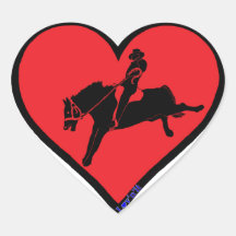 bronco riding heart sticker