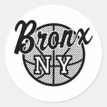 Bronx Basketball Round Stickers