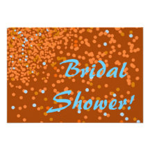 Bronze blue confetti bridal shower custom announcement
