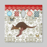 Bronze & Blush Wallaby Olive Damask  Magnet magnets