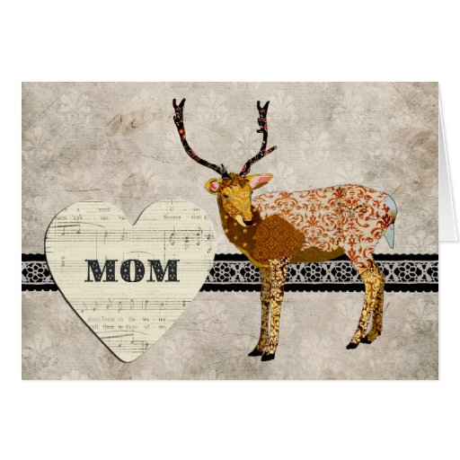 Bronze Buck White Vintage Mother's Day Card