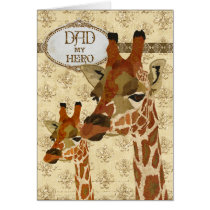 Bronze Gold Giraffes  Father's Day Card cards