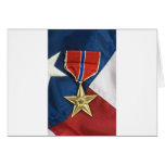 Bronze Star on American flag Greeting Cards