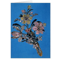 Brooch in form of large bouquet with brilliant card