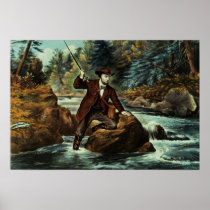Brook Trout Fishing - An Anxious Moment, 1862 Print