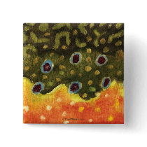 Brook Trout Fly Fishing Pinback Button