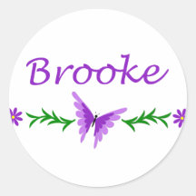 Brooke (Purple Butterfly) Round Sticker