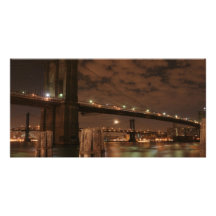 Brooklyn Bridge at Night Customized Photo Card