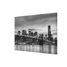 Brooklyn Bridge At Night, New York City Canvas Print