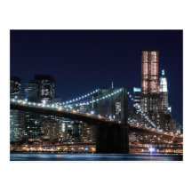 Brooklyn Bridge at Night, New York City Postcards