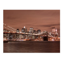 Brooklyn Bridge at Night, New York City Postcards