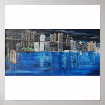 Brooklyn bridge at night print