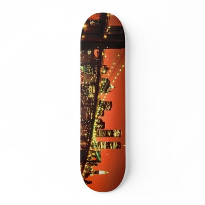 Brooklyn Bridge at Night Skate Boards by mannysThoughts