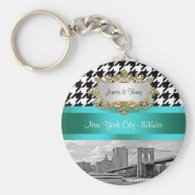 Brooklyn Bridge Blk Wht Houndstooth 2 Key Chain