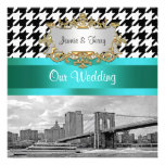Brooklyn Bridge Blk Wht Red Houndstooth 2 Wedding Announcements