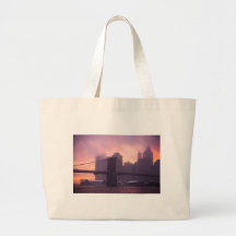 Brooklyn Bridge During Snowstorm Canvas Bags