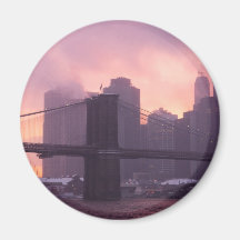 Brooklyn Bridge During Snowstorm Fridge Magnets