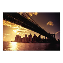 Brooklyn Bridge With New York City Skyscrapers Art Photo