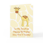 Brother, 5th Birthday. Cute Giraffe Cartoon. Greeting Cards
