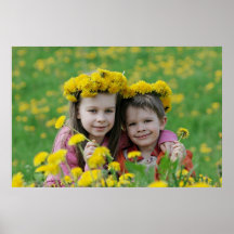 Brother and sister with dandelion garlands poster