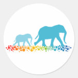 Brothers of Elephant Walking Round Sticker
