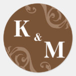 Brown 2 initial letter monogram favour tag seal stickers