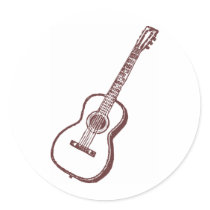 Brown Acoustic Classical Guitar Stickers