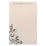 Brown an Blue Floral Custom Stationary Stationery