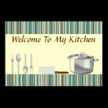 Brown and Aqua Striped Kitchen Poster posters