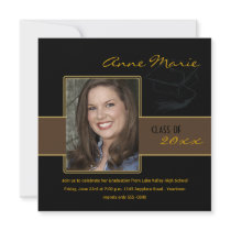 Brown and Black Graduation Party Photo Invitation