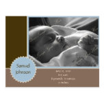 Brown and Blue Photo Announcement (Customizable) Postcards