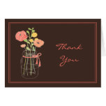 Brown and Coral Mason Jar Thank You Cards