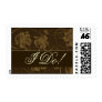 Brown and cream damask wedding postage