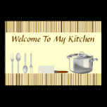 Brown and Cream Striped Kitchen Poster posters