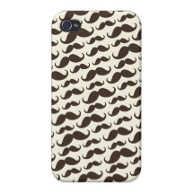 Brown and cream trendy funny moustache pattern iPhone 4/4S covers
