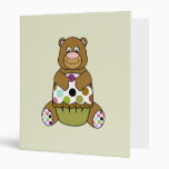 Brown And Green Polkadot Bear 3 Ring Binders