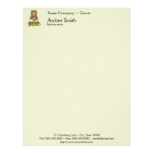 Brown And Green Polkadot Bear Custom Letterhead