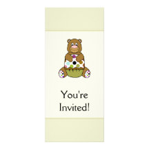Brown And Green Polkadot Bear Invitation