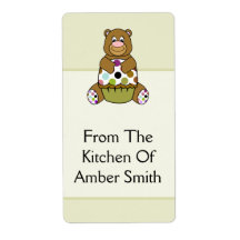 Brown And Green Polkadot Bear Personalised Shipping Label