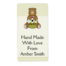 Brown And Green Polkadot Bear Labels