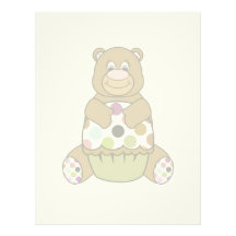 Brown And Green Polkadot Bear Customized Letterhead