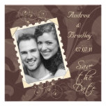 Brown and Ivory Photo Save the Date Card Invitation
