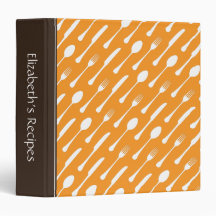 Brown and orange cutlery personalized recipe book binder