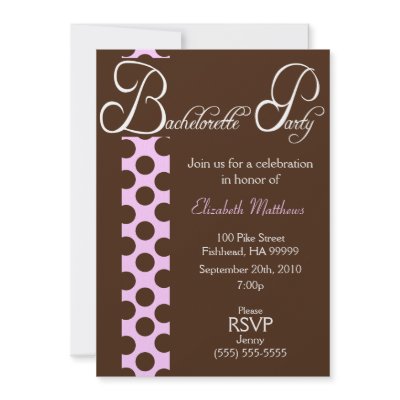 Brown and Pink Dots Bachelorette Party Invitation by indolilly