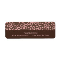 Brown and Pink Hibiscus Return Address Labels