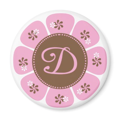 Brown and Pink Monogram D Fridge Magnet by weddingsareus
